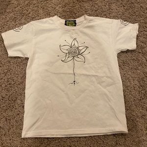 White T-shirt with hand drawn artwork